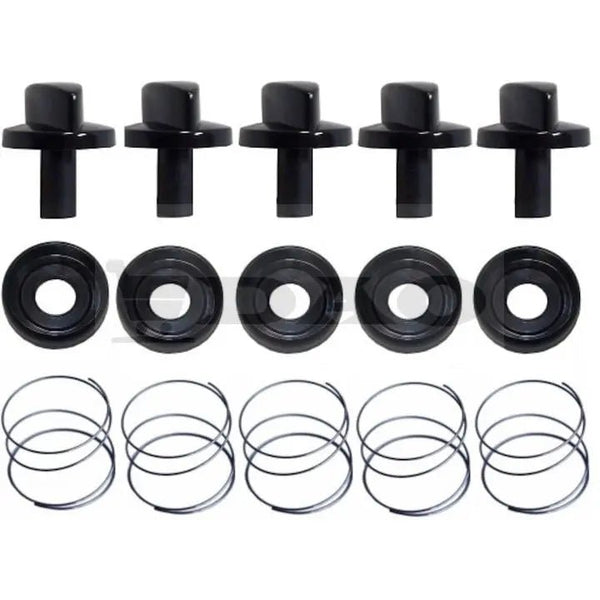 Set 5 butoane aragaz METALICA, tija lunga, gaura 6mm, plastic, negru - DAO Shop