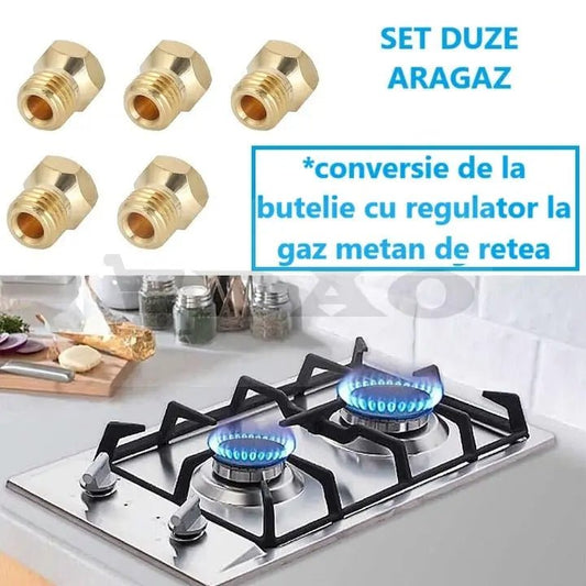 Set 5 duze aragaz DAO, filet 8, alama, conversie de la butelie cu regulator la gaz metan de retea - DAO Shop
