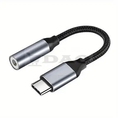 Adaptor audio TipC pentru casti, android si IOS, textil, metal - plastic, cip DAC inclus - DAO Shop