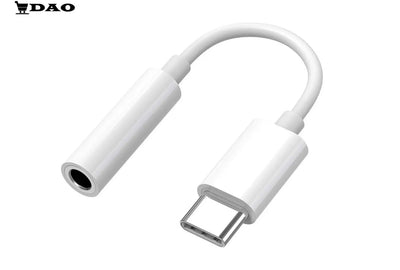 Adaptor audio android Type - C la Jack 3.5mm stereo, DAO, alb, 10cm, bluetooth ready, ambalaj blister individual - DAO Shop