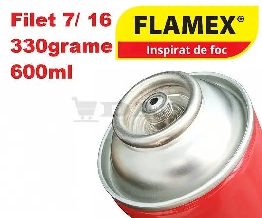 Rezerva gaz 600ml FLAMEX, filet 7/16 universal, propan - butan, 330grame, 600ml - DAO Shop