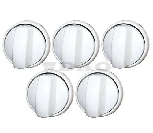 Set 5 butoane aragaz DAO complete, tija 8mm, plastic rezistent la temperatura, alb - DAO Shop