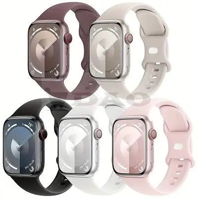 Set 5 curele sport din silicon compatibile Apple Seriile SE/10/9/Ultra/8/7/6/5/4/3, 12 - 17cm, lavabile, 5 culori - DAO Shop